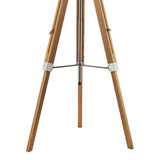 Easel Floor Lamp Light Wood and Polished Chrome With Shade