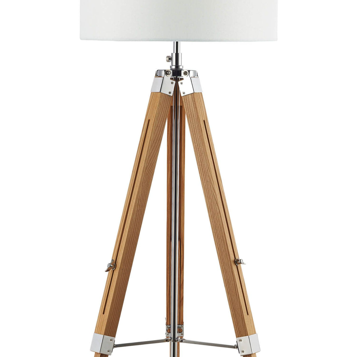 Easel Floor Lamp Light Wood and Polished Chrome With Shade