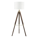 Easel Floor Lamp Dark Wood and Antique Brass With Shade