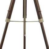 Easel Floor Lamp Dark Wood and Antique Brass With Shade