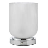 Echo Rechargeable Table Lamp Polished Chrome and Ribbed Glass LED