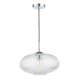 Edmond 1 Light Single Pendant Polished Chrome Ribbed Glass