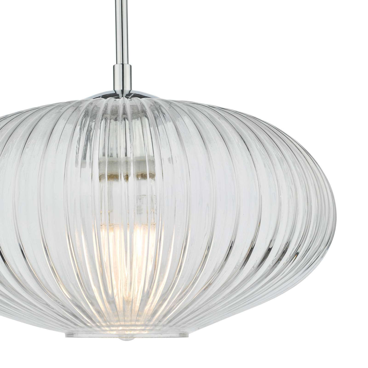 Edmond 1 Light Single Pendant Polished Chrome Ribbed Glass