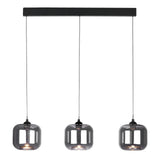 Eileen 3 Light Bar Pendant Matt Black and Smoked Glass LED
