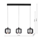 Eileen 3 Light Bar Pendant Matt Black and Smoked Glass LED