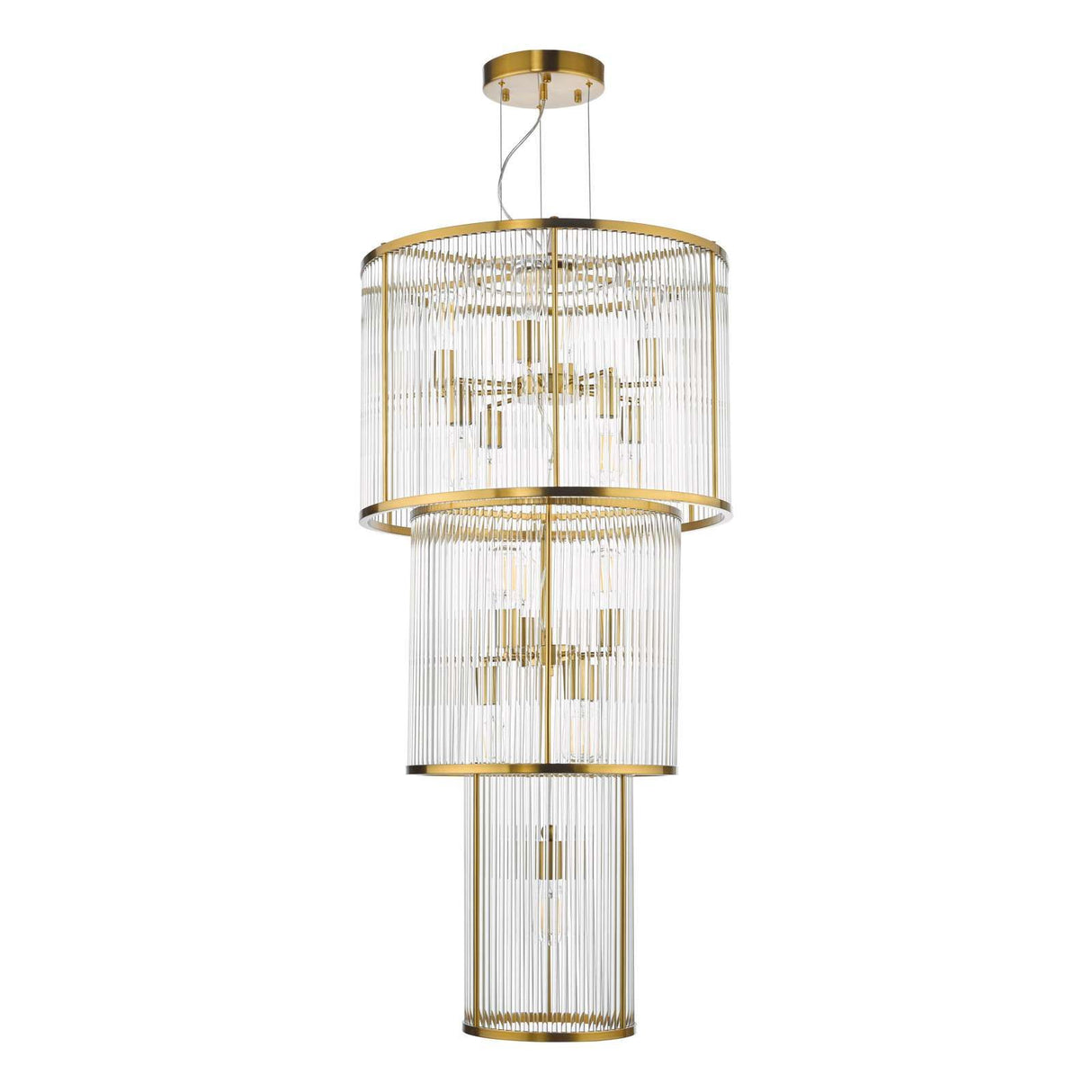Eleanor 15 Light Chandelier Natural Brass Glass