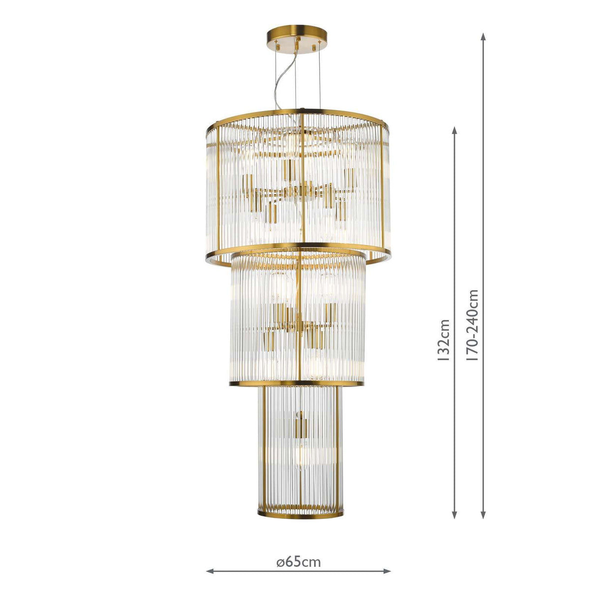 Eleanor 15 Light Chandelier Natural Brass Glass
