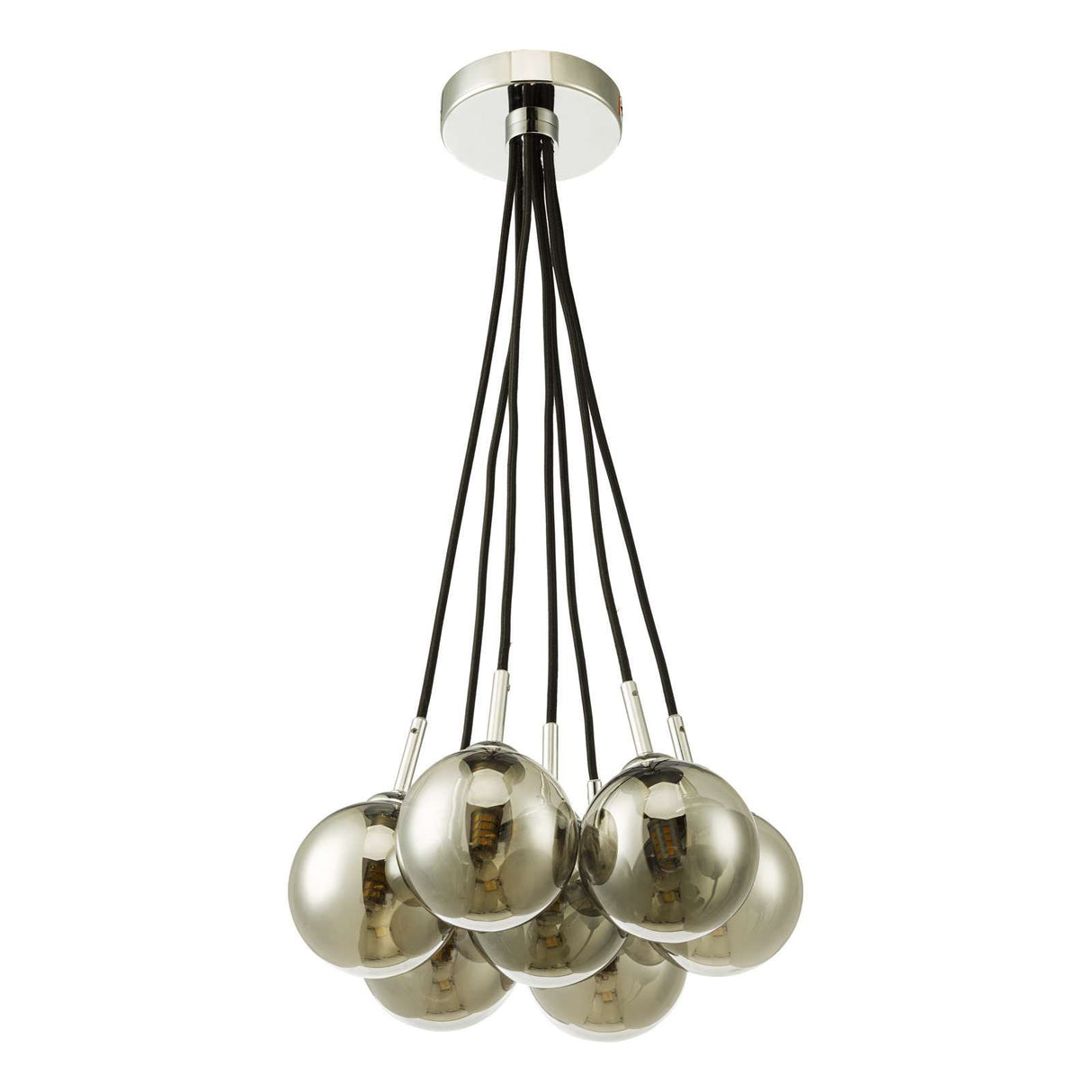 Elpis 7 Light Cluster Pendant Polished Chrome With Smoked Glass