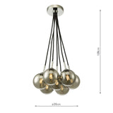 Elpis 7 Light Cluster Pendant Polished Chrome With Smoked Glass