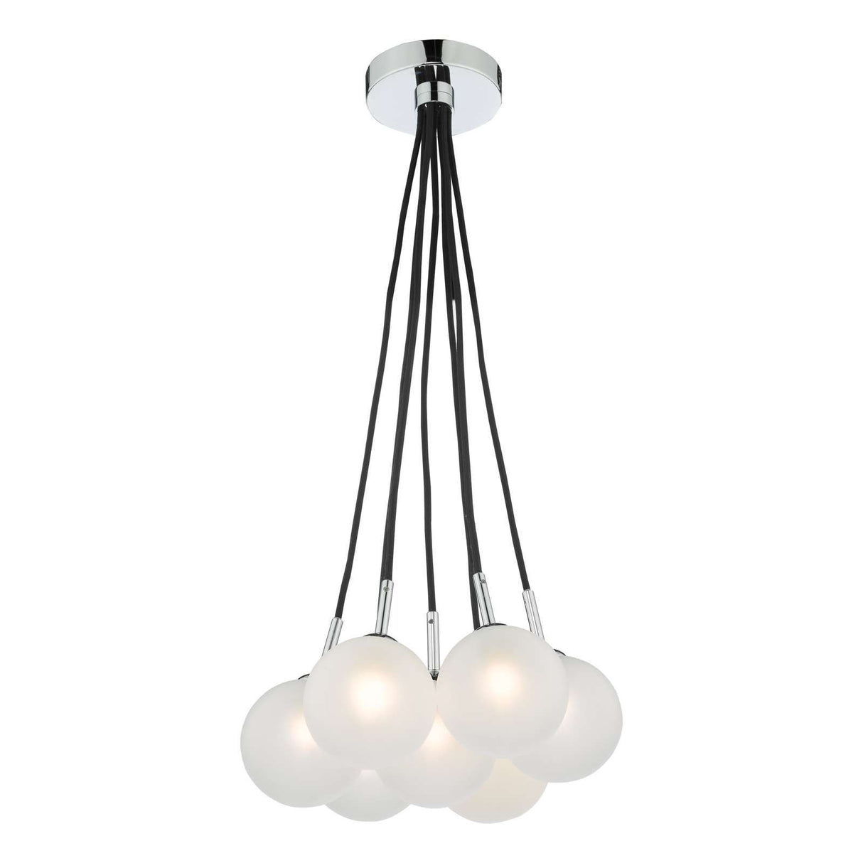 Elpis 7 Light Cluster Pendant Polished Chrome With Opal Glass