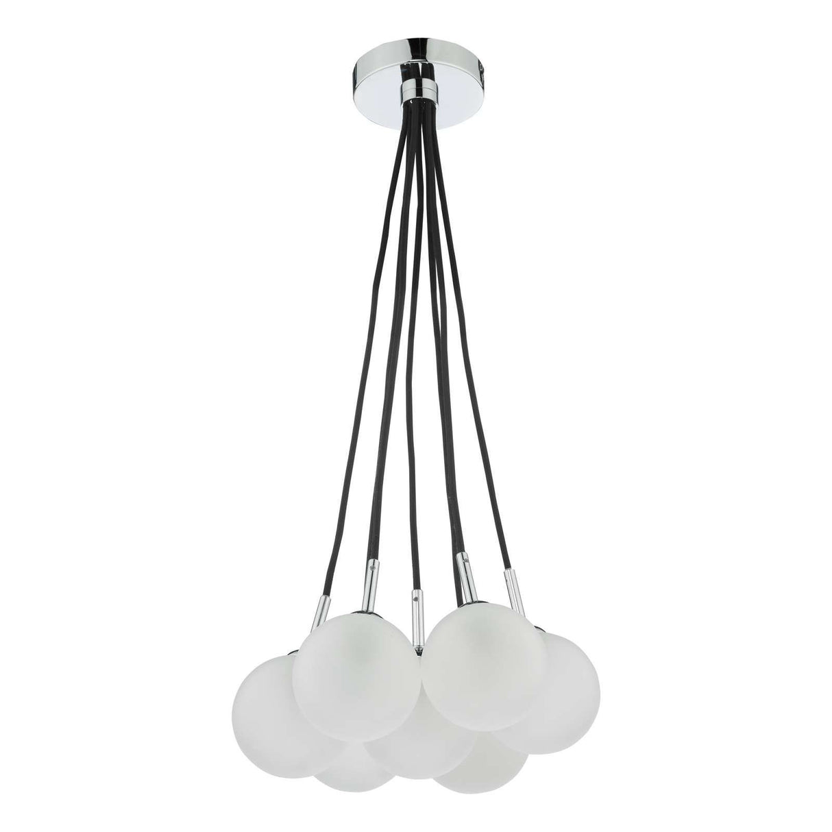 Elpis 7 Light Cluster Pendant Polished Chrome With Opal Glass