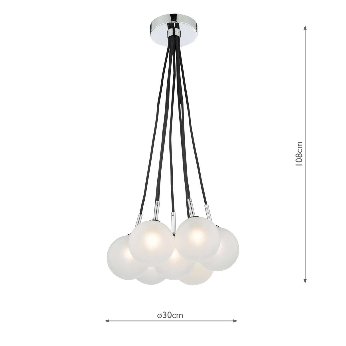 Elpis 7 Light Cluster Pendant Polished Chrome With Opal Glass