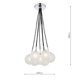Elpis 7 Light Cluster Pendant Polished Chrome With Opal Glass
