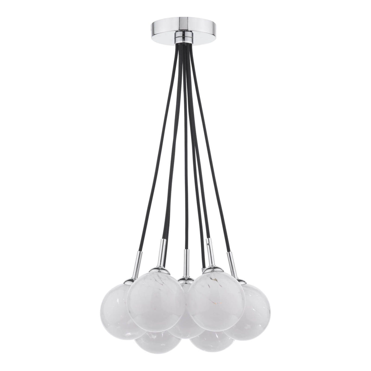 Elpis 7 Light Cluster Pendant Polished Chrome With White Confetti Glass