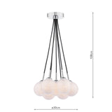 Elpis 7 Light Cluster Pendant Polished Chrome With White Confetti Glass
