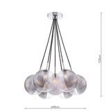 Elpis 7 Light Cluster Pendant Polished Chrome With Smoked/Clear Ribbed Glass