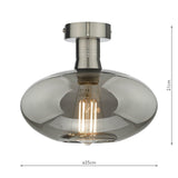 Emerson Semi Flush Antique Chrome Smoked Glass