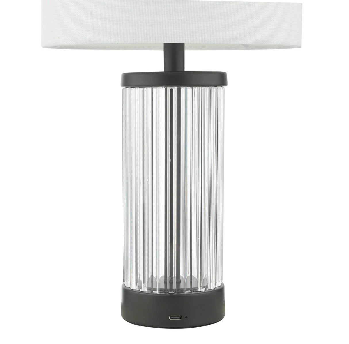 Enrico Rechargeable Table Lamp Satin Black and Glass With Shade LED