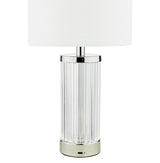 Enrico Rechargeable Table Lamp Polished Nickel and Glass With Shade LED