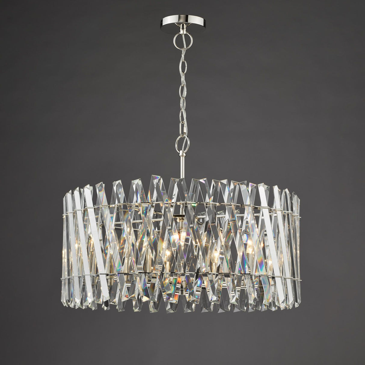 Entwine 8 Light Pendant Polished Nickel and Crystal