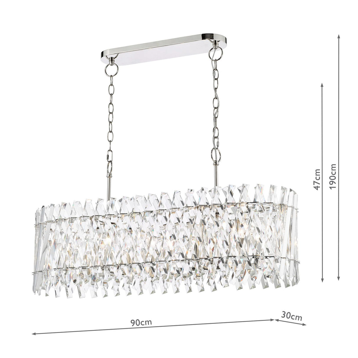 Entwine 10 Light Bar Pendant Polished Nickel and Crystal