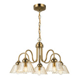 Erika 5 Light Pendant Antique Bronze and Amber Glass