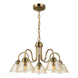 Erika 5 Light Pendant Antique Bronze and Amber Glass