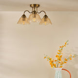 Erika 3 Light Semi-Flush Antique Bronze and Amber Glass