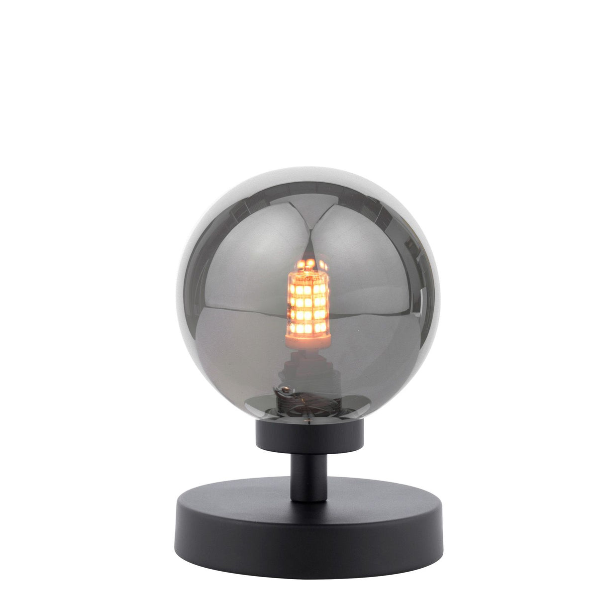 Esben Touch Table Lamp Matt Black With Smoked Glass