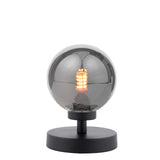 Esben Touch Table Lamp Matt Black With Smoked Glass