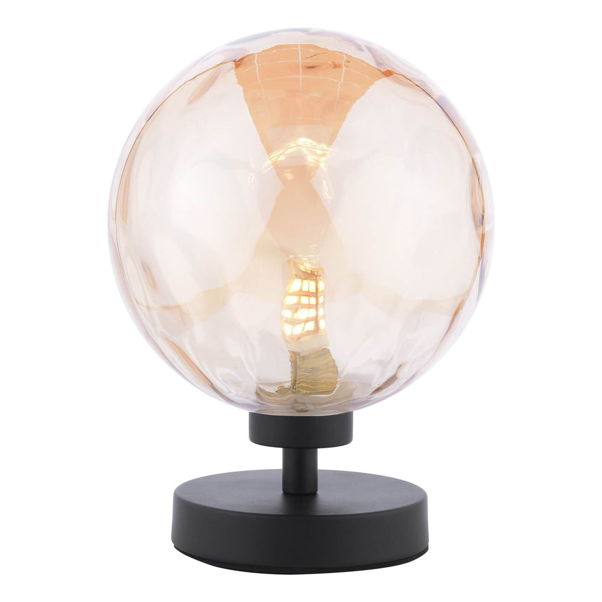 Esben Touch Table Lamp Matt Black With Amber Dimpled Glass