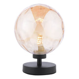 Esben Touch Table Lamp Matt Black With Amber Dimpled Glass