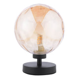 Esben Touch Table Lamp Matt Black With Amber Dimpled Glass