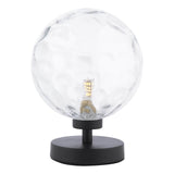 Esben Touch Table Lamp Matt Black With Clear Dimpled Glass