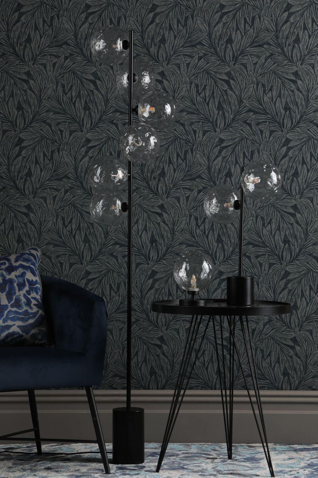 Esben Touch Table Lamp Matt Black With Clear Dimpled Glass