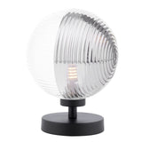 Esben Touch Table Lamp Matt Black With Smoked/Clear Ribbed Glass