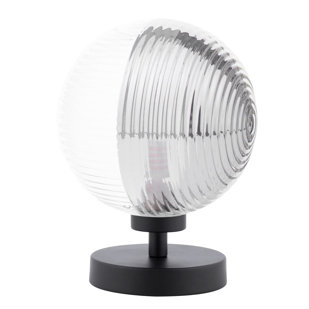 Esben Touch Table Lamp Matt Black With Smoked/Clear Ribbed Glass