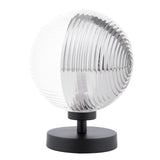 Esben Touch Table Lamp Matt Black With Smoked/Clear Ribbed Glass