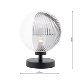 Esben Touch Table Lamp Matt Black With Smoked/Clear Ribbed Glass