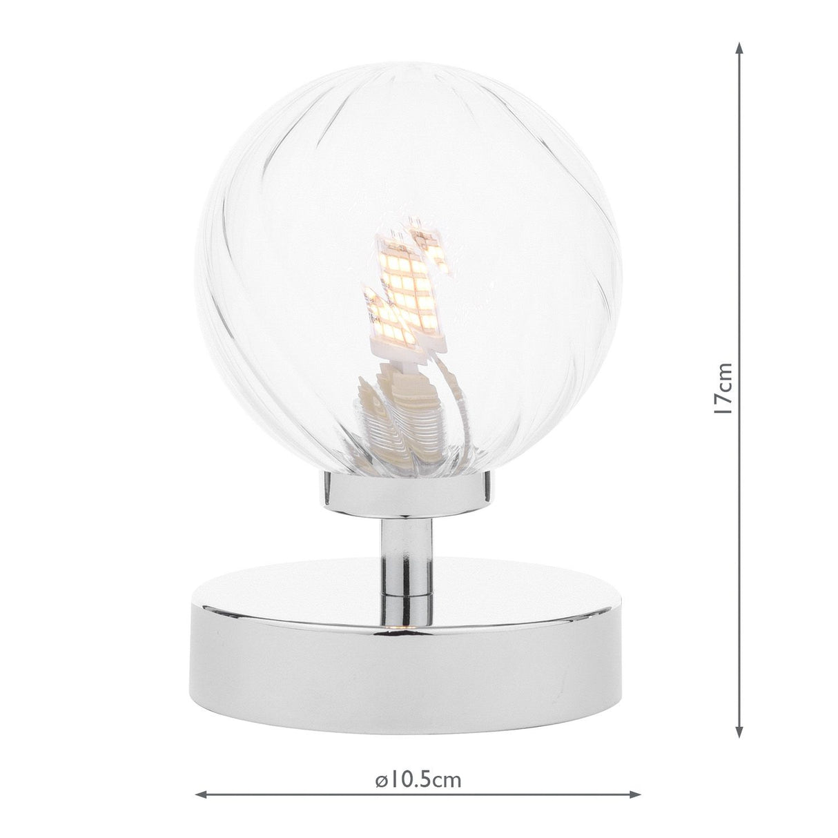 Esben Touch Table Lamp Polished Chrome With Twisted Glass