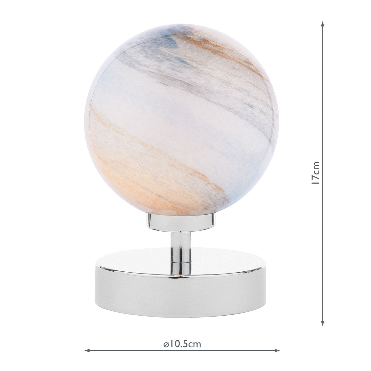 Esben Touch Table Lamp Polished Chrome With Planet Style Glass