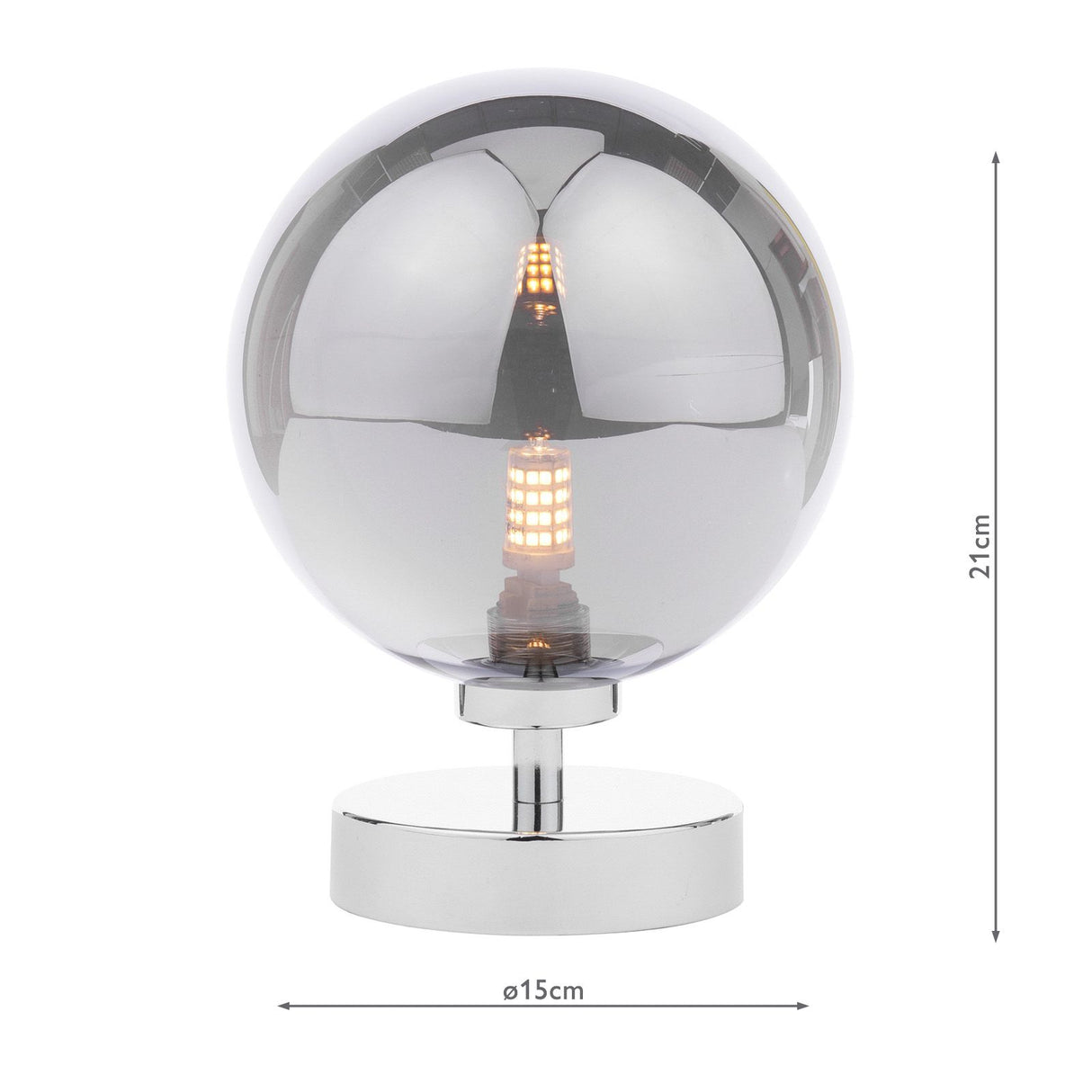 Esben Touch Table Lamp Polished Chrome With Smoked Glass