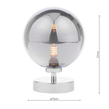 Esben Touch Table Lamp Polished Chrome With Smoked Glass