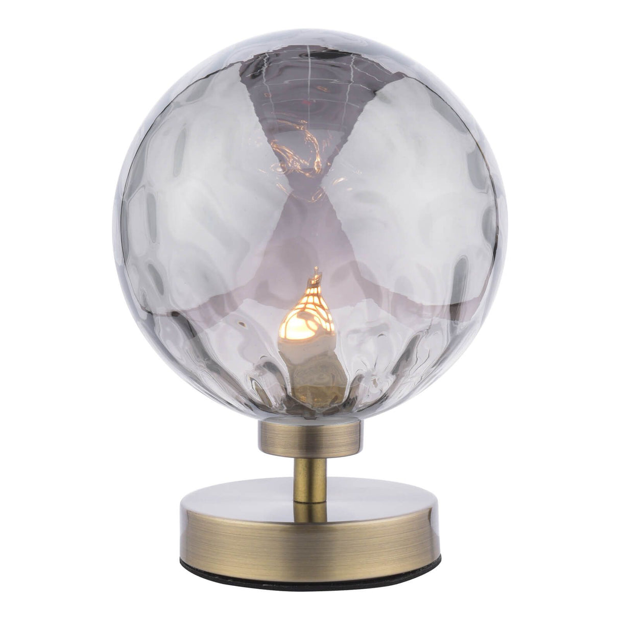 Esben Touch Table Lamp Antique Brass With Smoked Dimpled Glass