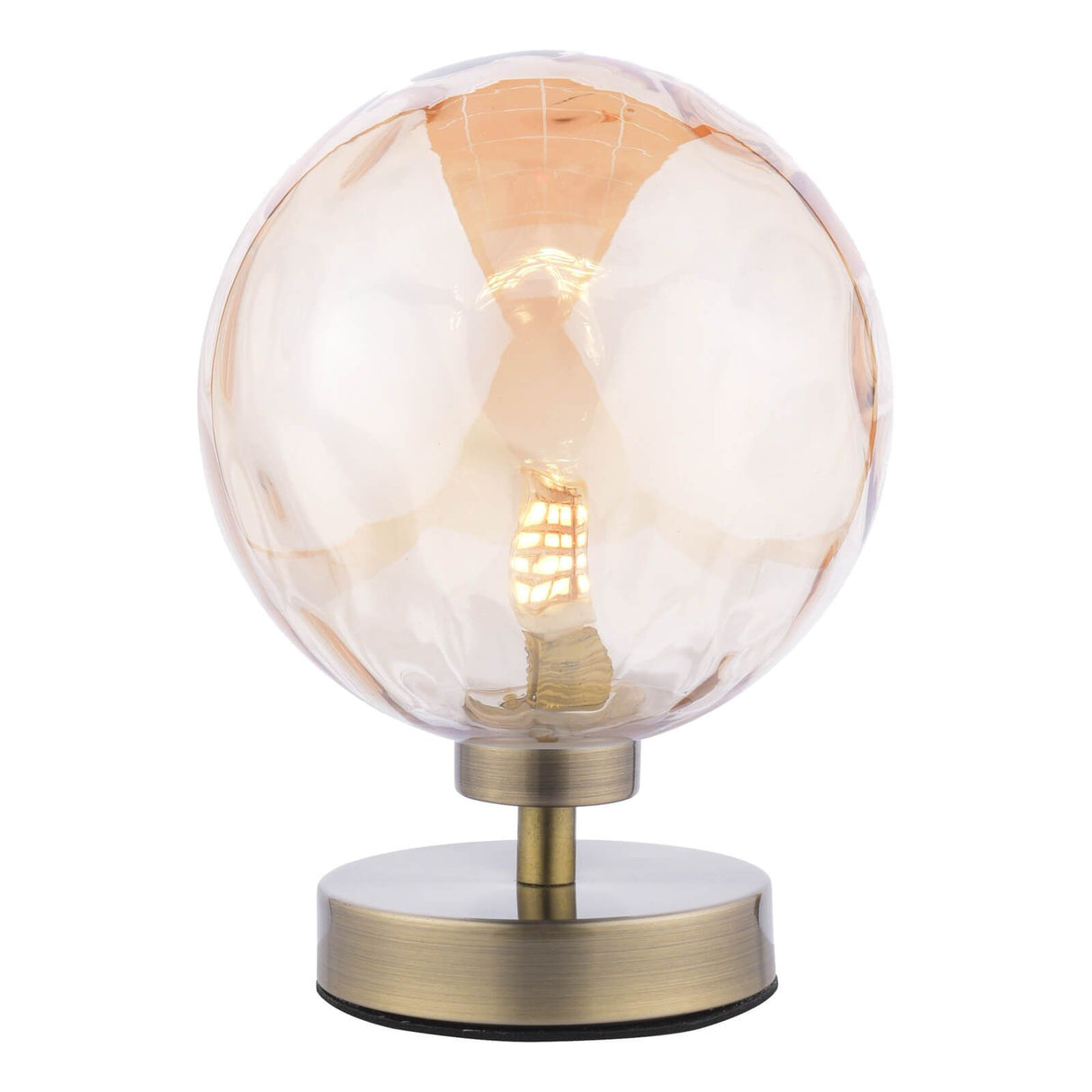 Esben Touch Table Lamp Antique Brass With Amber Dimpled Glass