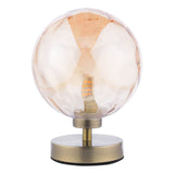 Esben Touch Table Lamp Antique Brass With Amber Dimpled Glass