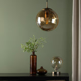 Esben Touch Table Lamp Antique Brass With Amber Dimpled Glass