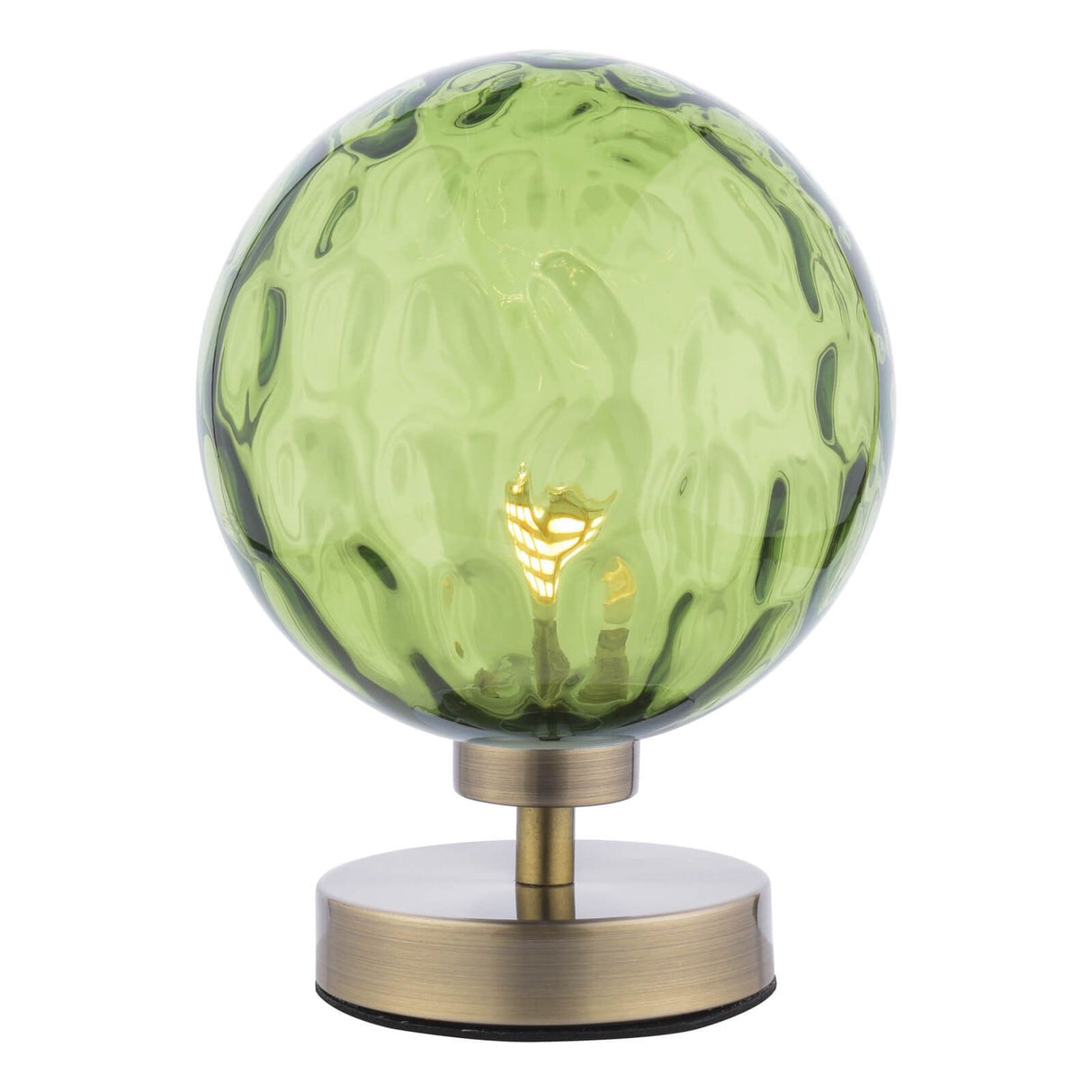 Esben Touch Table Lamp Antique Brass With Green Dimpled Glass