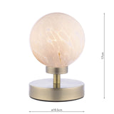 Esben Touch Table Lamp Antique Brass With White Confetti Glass