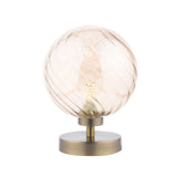 Esben Touch Table Lamp Antique Brass With Twisted Amber Glass